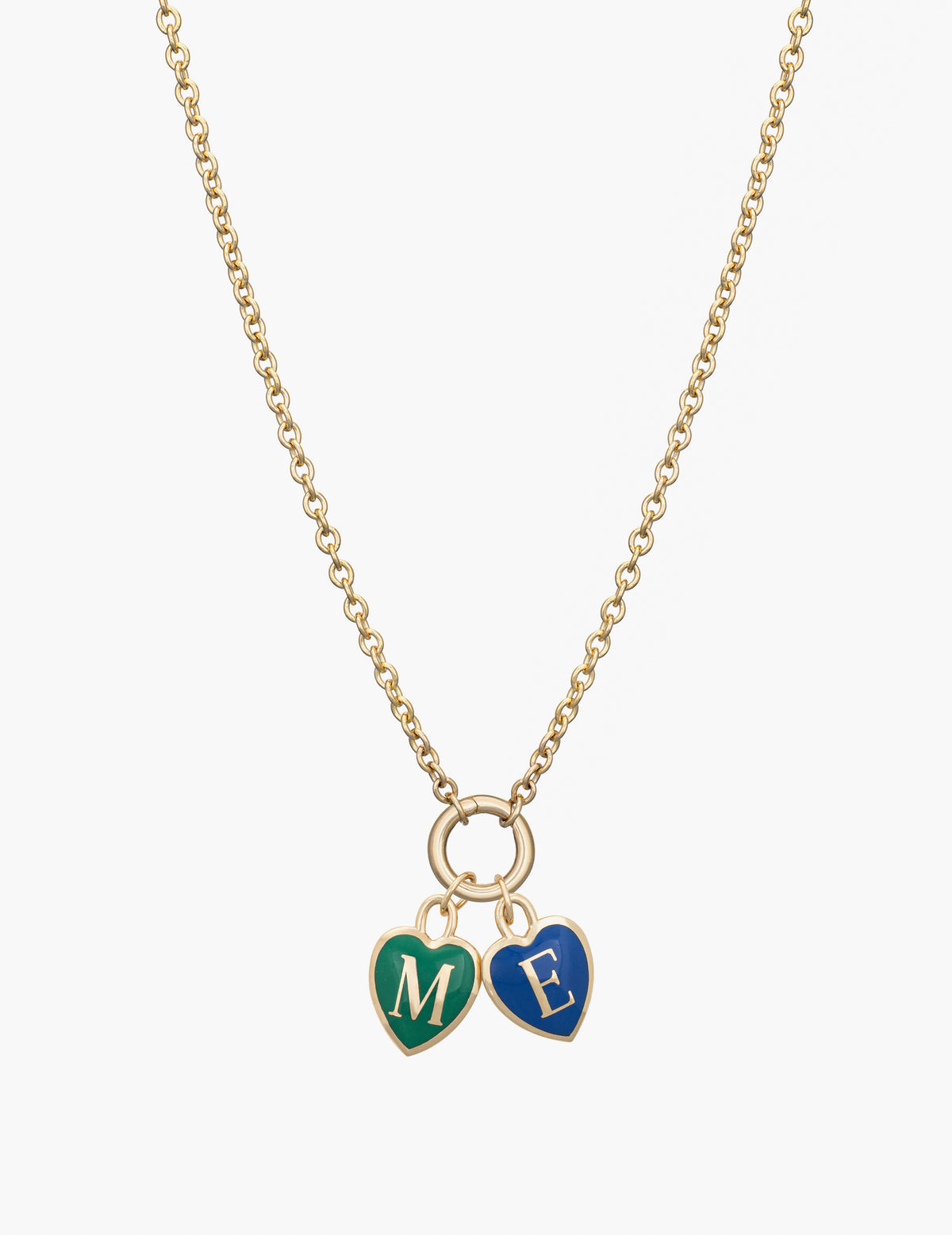 Two Hearts Initial Pendant