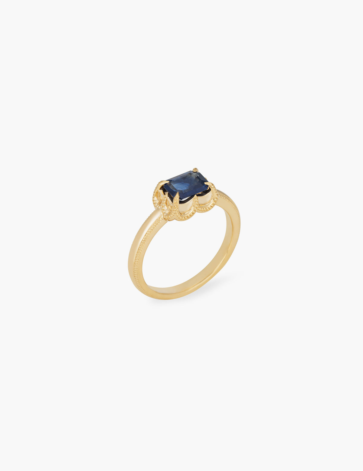 Sapphire Beaded Prong Ring