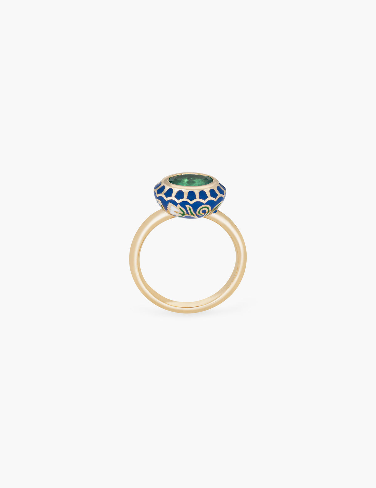 Cobalt Emerald Tulip Ring