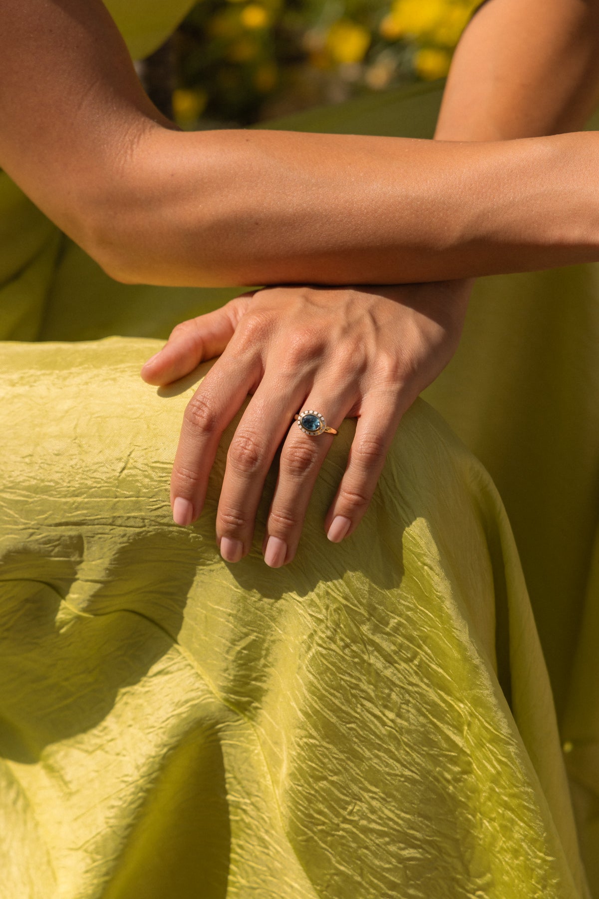 Cerulean Sapphire Floral Ring