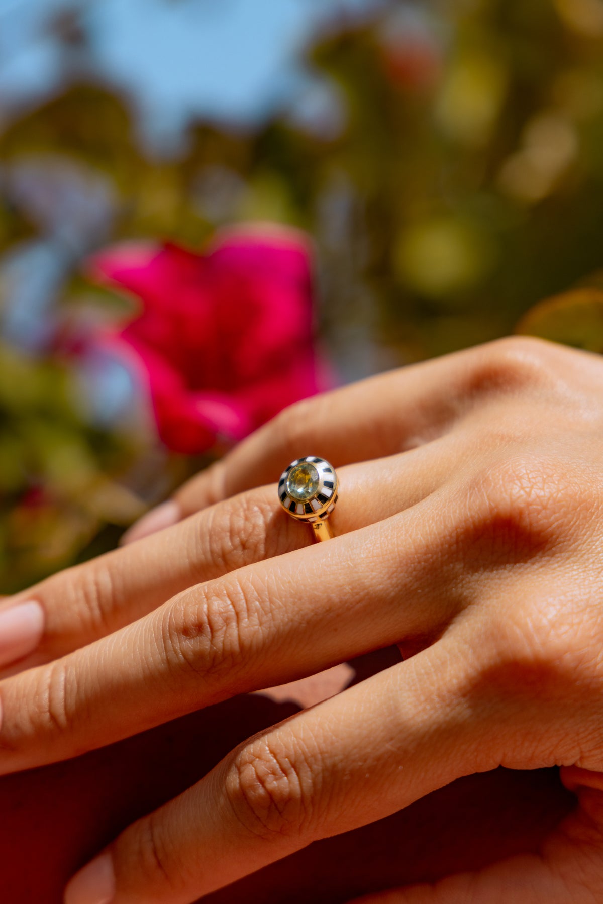 Sapphire Checkered Ring